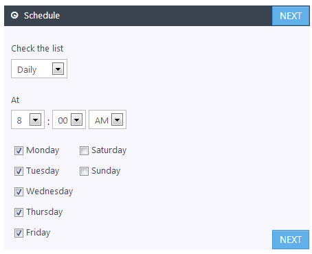 Pick schedule